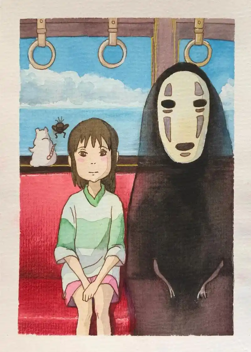 宫崎骏动漫手绘千与千寻水彩详细步骤图