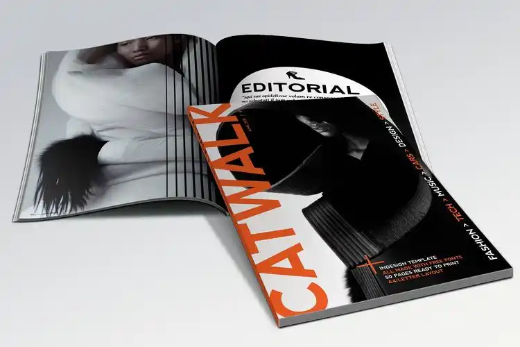 高端时尚极简的杂志模板 catwalk magazine template [indd]