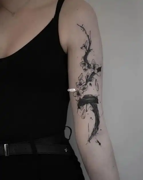 03tattoo03桃花水墨纹身