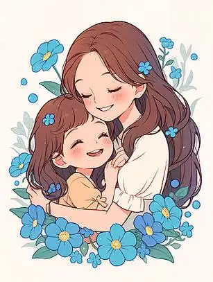 母亲节母亲与孩子互动插画素材