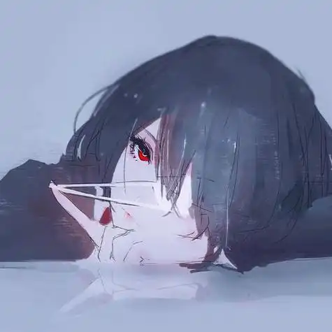 动漫头像女红瞳忧郁