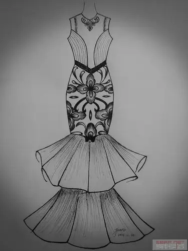 中国风礼服手绘稿-服装画/服装设计手稿 - 穿针引线服装论坛