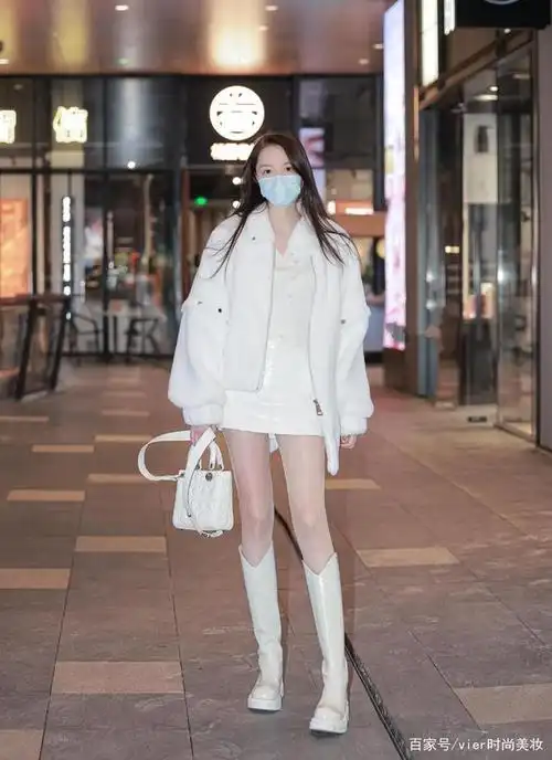 10组白色高筒靴穿搭示范,时髦又显高