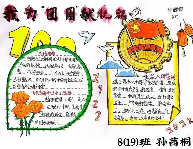 "回顾百年风华 奋斗青春时代"主题手抄报(9张)