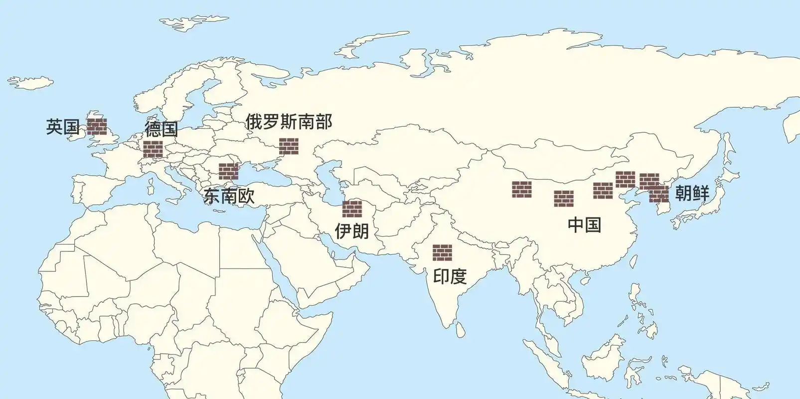 ▍欧亚大陆上的长城分布