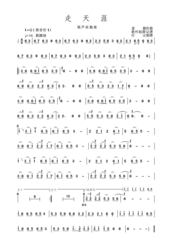走天涯(葫芦丝独奏) 葫芦丝谱