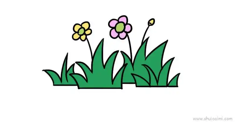 草丛儿童画怎么画 草丛简笔画图片 - 水彩迷