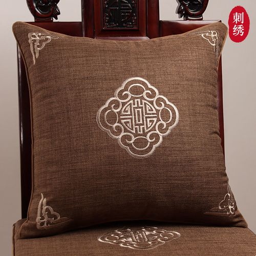 中式刺绣抱枕靠垫中国风客厅红木沙发靠枕靠背含芯可拆洗床头腰枕