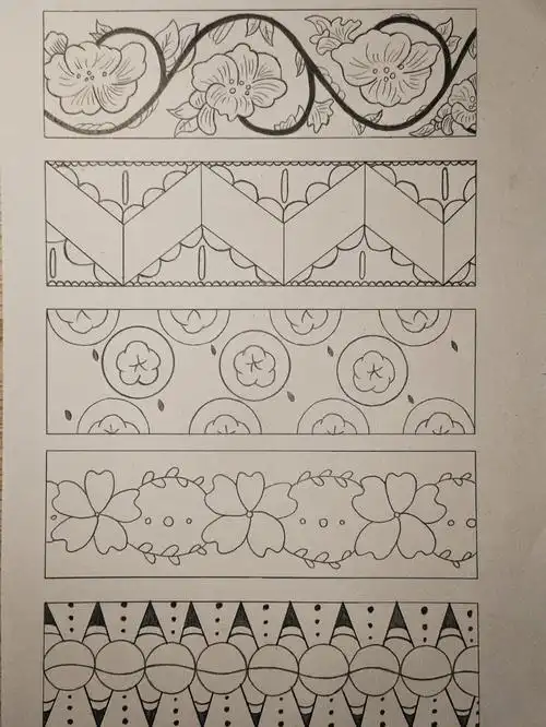 二方连续纹样  #二方连续图案波浪式/折线式/一整二破式/直立式/缀舷