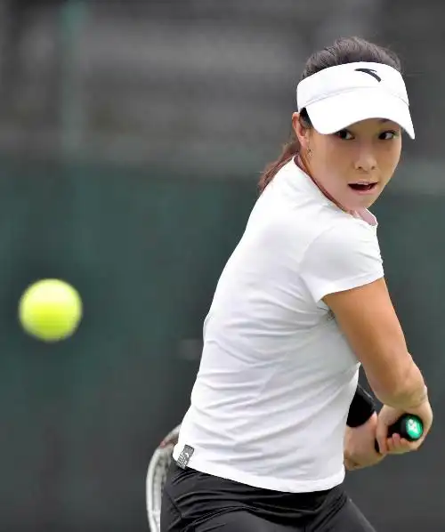 图文郑洁备战香港网球精英赛回球目光专注