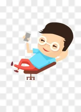 玩手机卡通男孩
