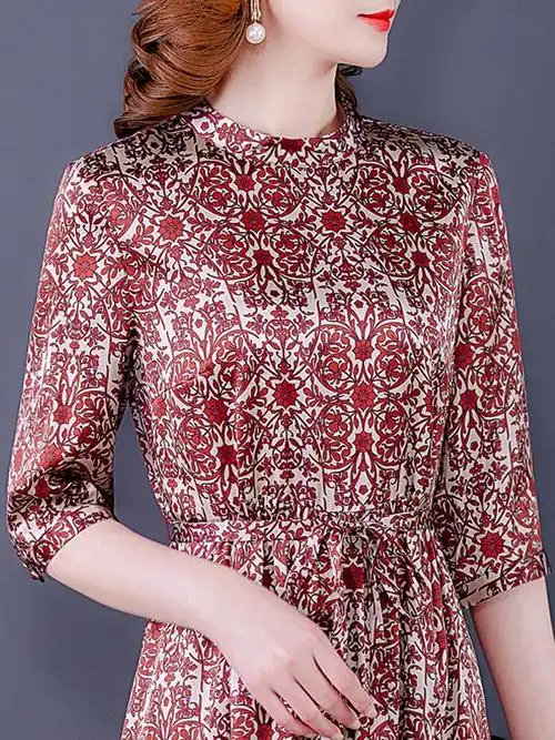 秋款女装高档贵夫人连衣裙2022新款高端喜婆婆婚宴碎花阔太太裙子