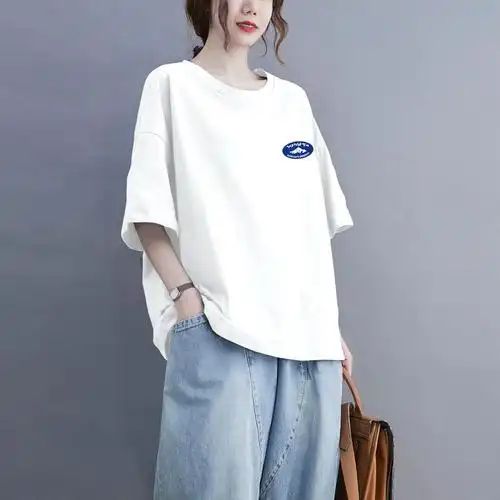 6047春秋衣服休闲小众国潮中国风女装上衣夏装文艺短袖t恤女夏 - 17网