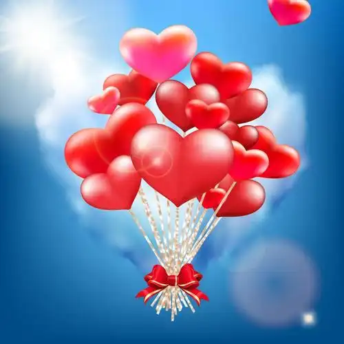 矢量浪漫心形气球