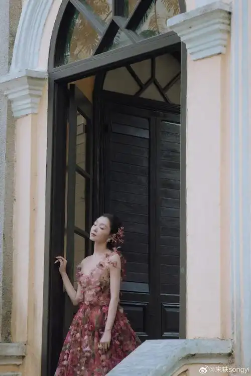 宋轶粉色花瓣裙##宋轶粉裙回眸
