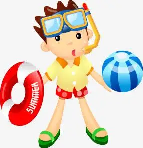 夏日卡通插画游泳小男孩