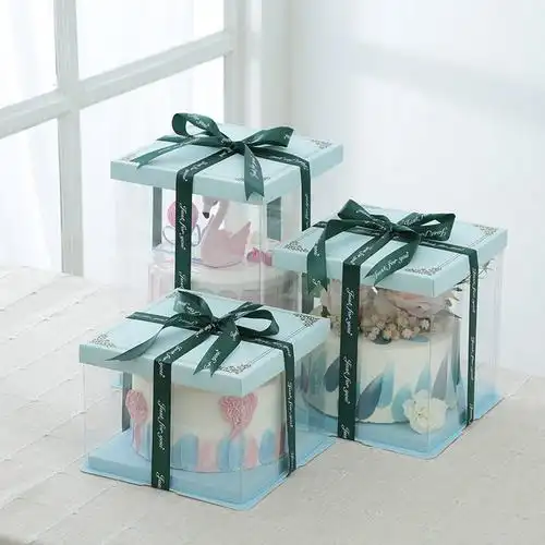 厂家直供新款创意透明蛋糕包装盒烘焙餐点包装盒单双加高烘焙包装