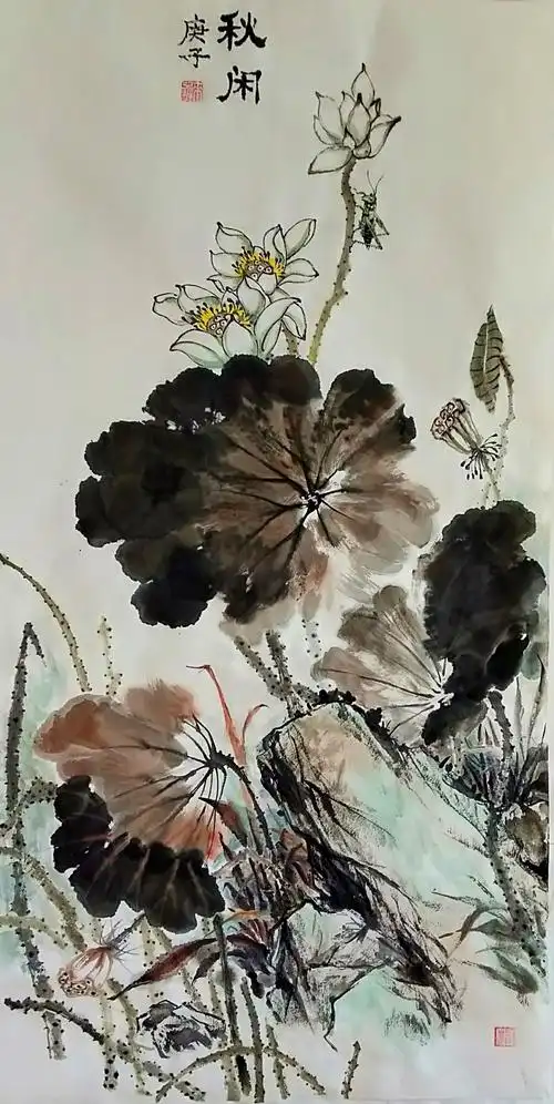 刘烈恒写意荷花系列作品欣赏