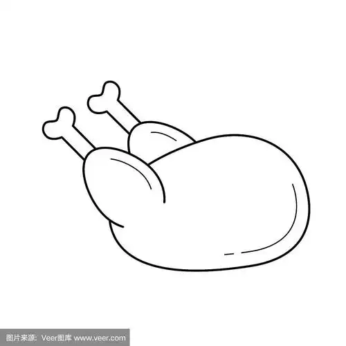 鸡肉,矢量,线图标,格子烤肉,线条