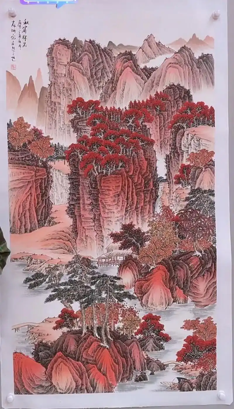 当代首位准红袍山水画家苏珊精品画作 - 抖音