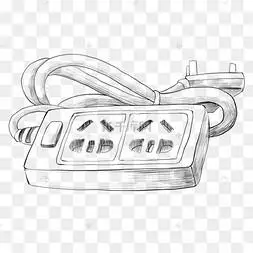 线描素描插座插画