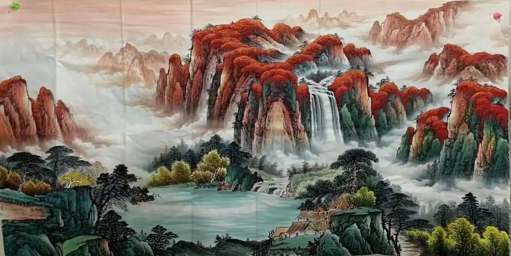 国画山水画八尺鸿运当头