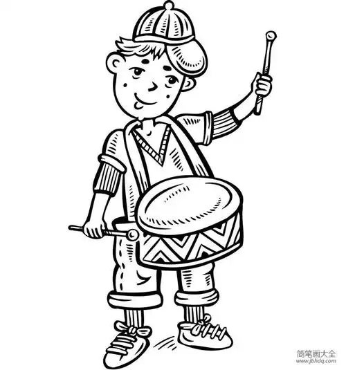 小男孩打小鼓_小男孩简笔画-简笔画大全