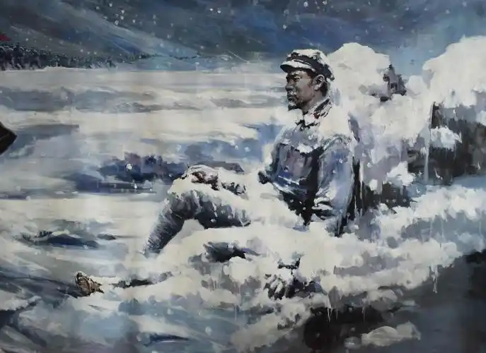 油画《过雪山,致敬军需官》
