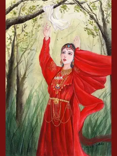 手绘水彩东宫小枫