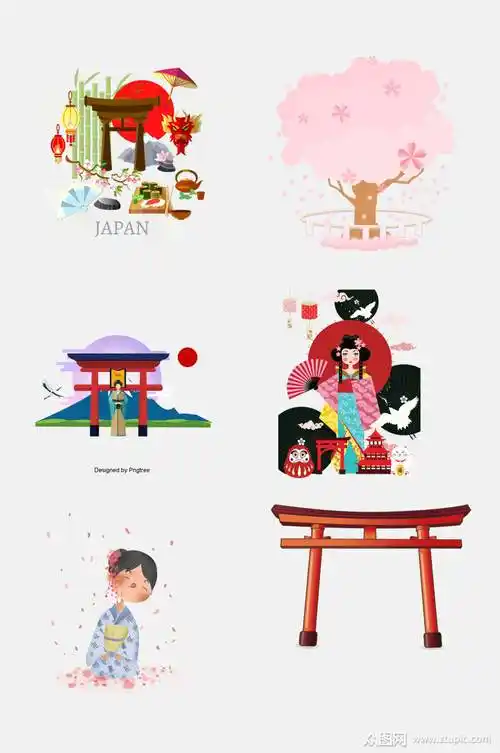 唯美日本旅游樱花风光免抠元素素材