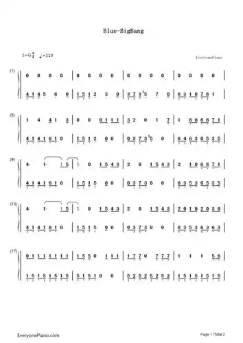 bigbang哪首歌钢琴好弹一些,求简谱