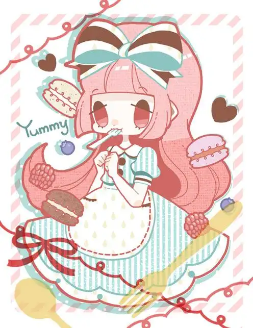 动漫美图丨你吃点心可爱的模样真萌马卡龙与少女特辑