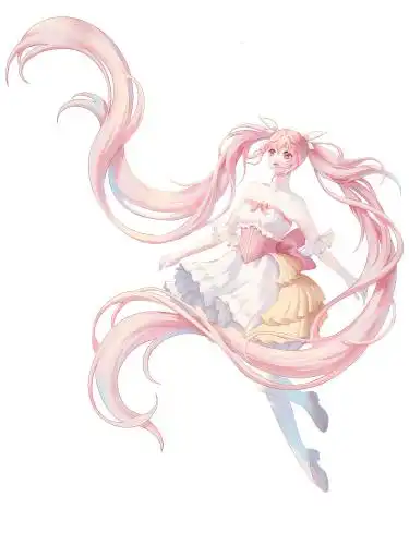 人物立绘之粉发双马尾女孩