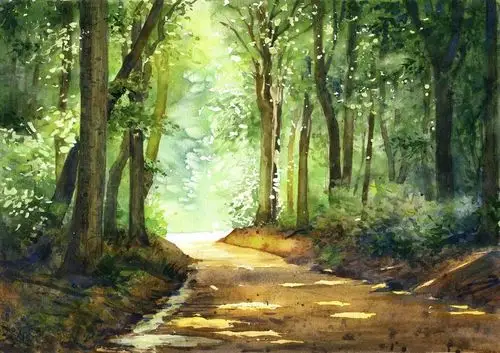 一道一道的,拂过圆圆的鹅卵石 ~~ 随着波兰画家joarosa的水彩画作