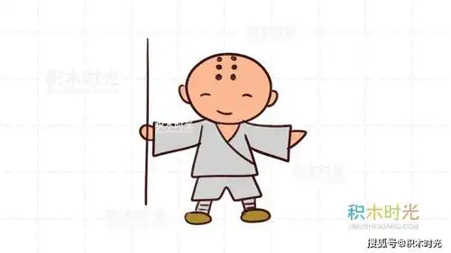 和尚简笔画教程,画小和尚简笔画,积木时光简笔画_画法