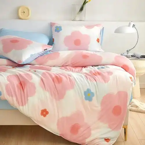 式套件多喜爱全涤四件套简约几何花卉床上用品15m18米床床笠款