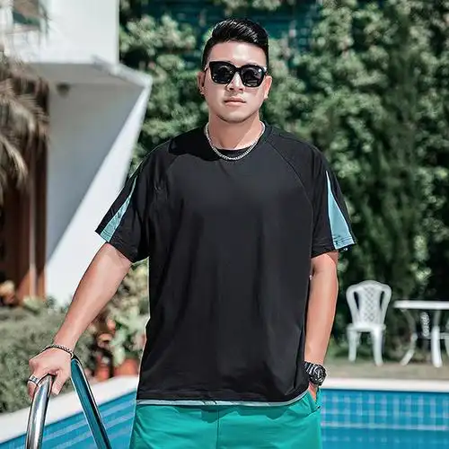 宽松加肥加大圆领纯棉汗衫潮180360斤肥仔加肥加黑色728352xl160180斤