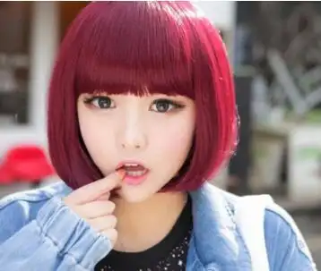 短发酒红色头发图片女生酒红色短发这样扎迷死人