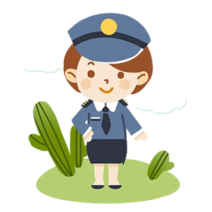 卡通交通警察在街头抗议期间执勤的警察手绘卡通拿着手铐的警察人物