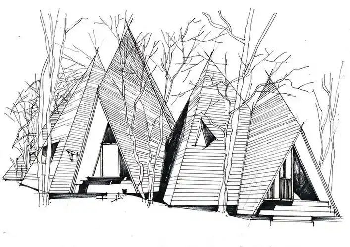 帐篷住宅建筑手绘步骤临摹图昆明手绘培训一行手绘