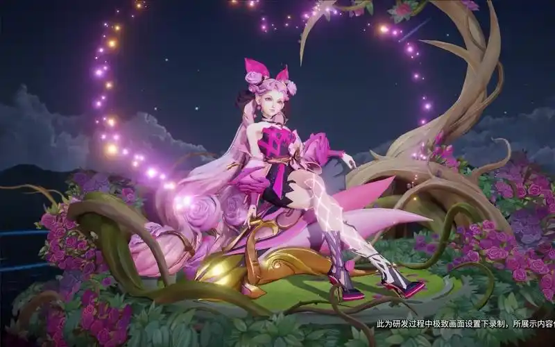 孙尚香【蔷薇恋人】皮肤优化展示,特效蔷薇花和藤蔓