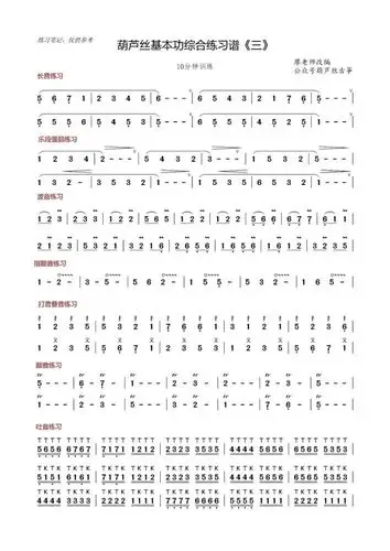 葫芦丝基本功歌谱110每天一页每天进步