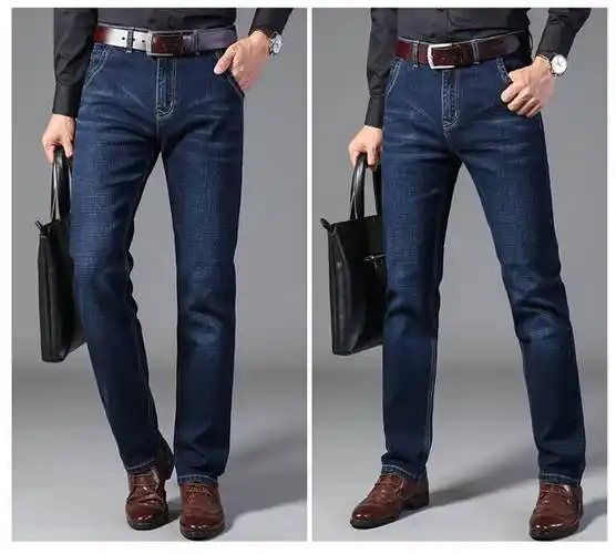 中老年人爸爸穿40岁50深裆春季厚男士男式春夏季宽松夏天牛仔裤男装