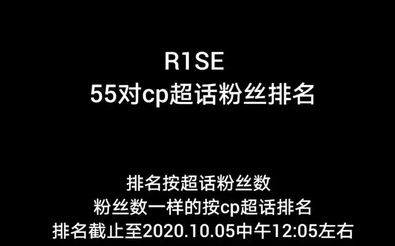 r1se55对cp超话粉丝排名截止至20201005