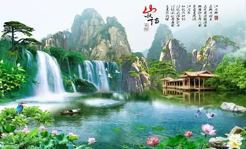 山水风景背景墙