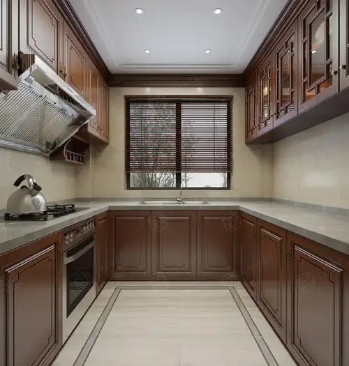 自建别墅 新中式装修厨房效果图