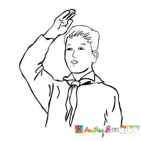 一组敬礼的少先队员简笔画图片素材大全