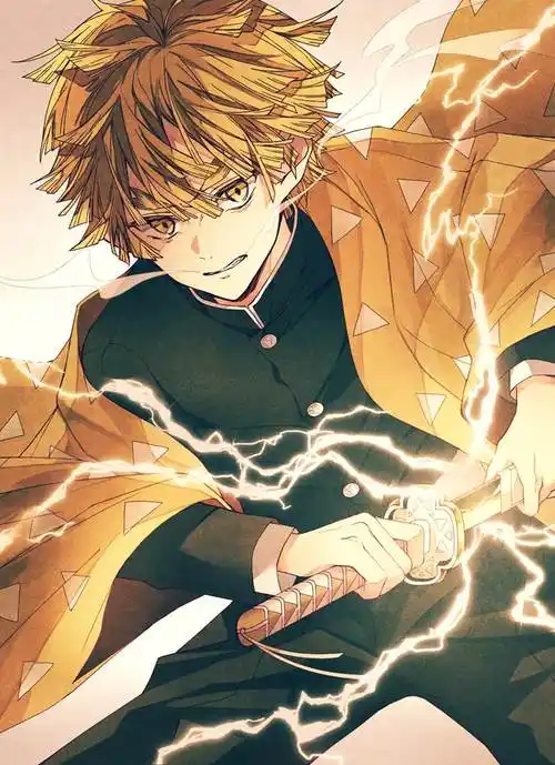 鬼灭の刃/我妻善逸|紫藤的鬼灭之刃壁纸插画图片