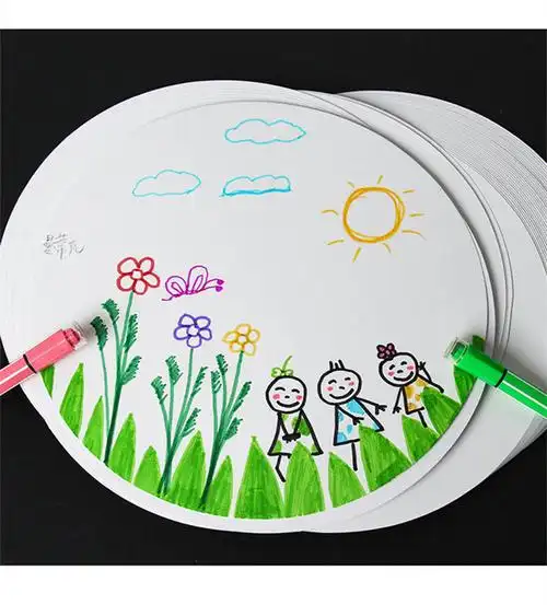 【精选】彩色圆形牛皮纸绘画彩卡纸素描彩铅手绘纸圆形白卡纸黑卡纸牛