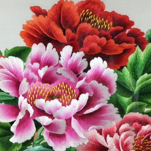 花开富贵吉祥如意富贵花开品绣者手工牡丹花湘绣